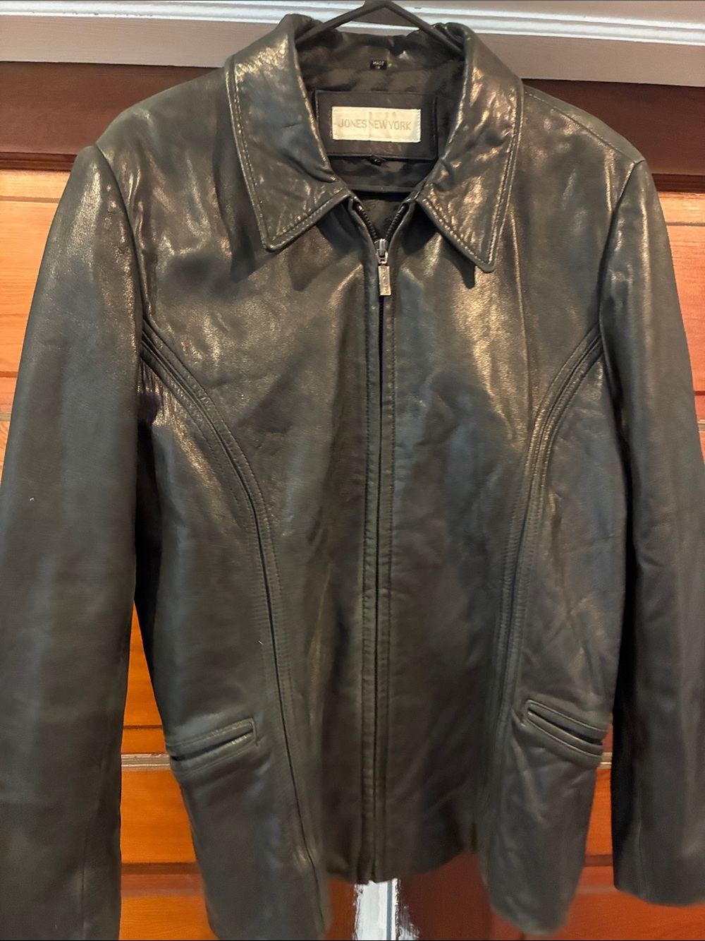 Jones New York Black Genuine Leather Jacket Vintage